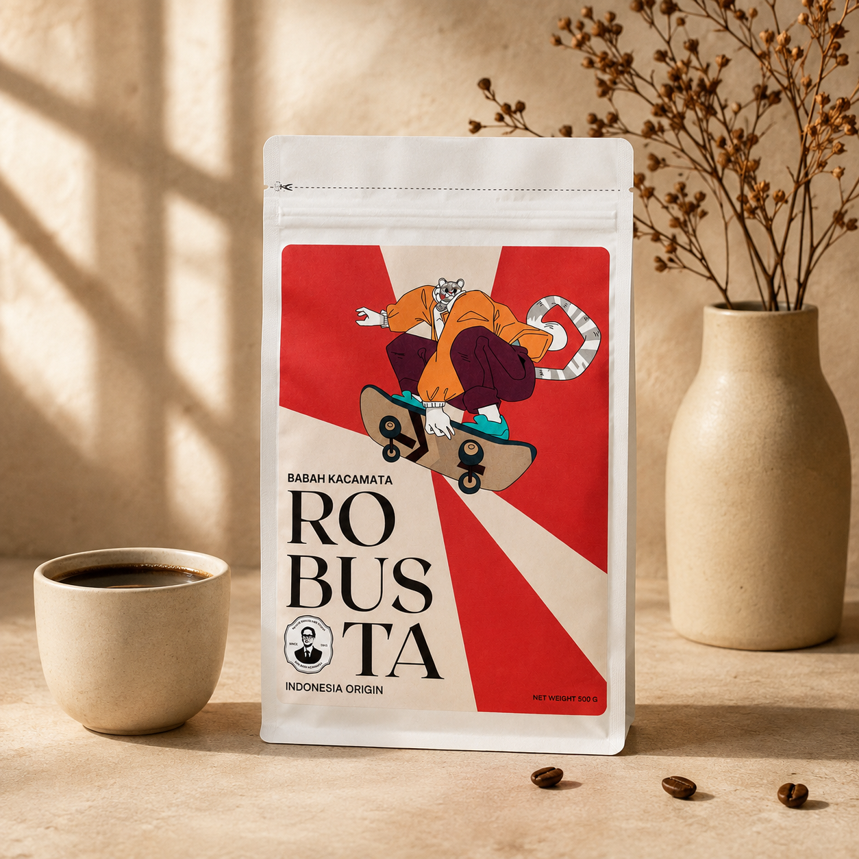 Kopi Babah Kacamata Robusta 500g pack